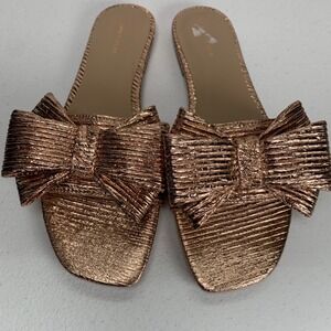 Ann Taylor Metallic Gold  Slide Sandals Size 9